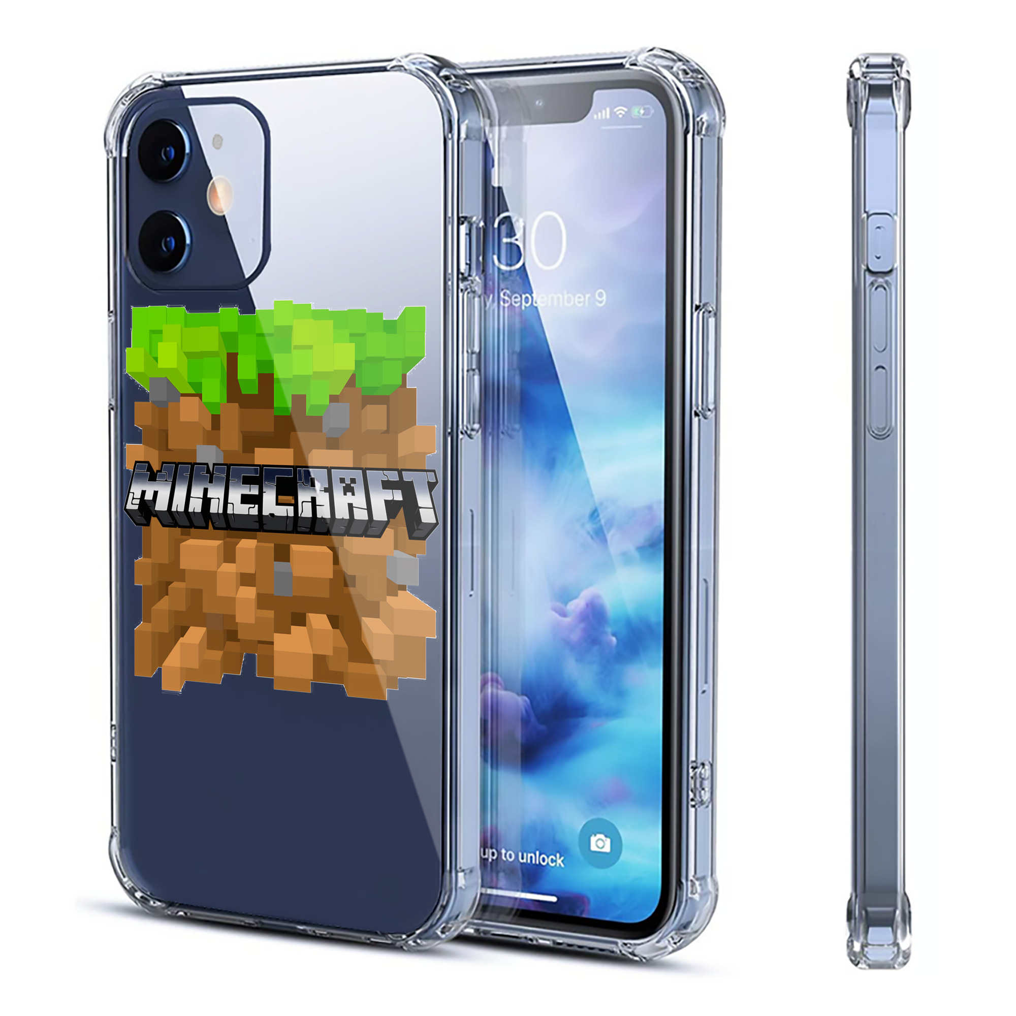 （画像用） マインクラフト ブロックの世界 Minecraft MC Block world 【iPhone 12シリーズ対応】透明スマホケース（クリアソフトケース）